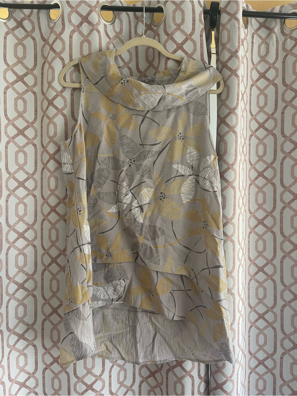 Habitat Gray Top with Yellow Floral Accents